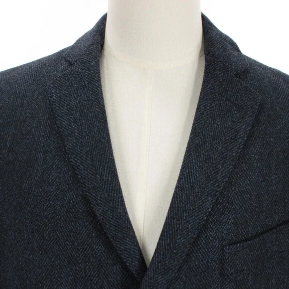 Cardinal of Canada NWT Top Coat Size 44R US Blue & Black Herringbone Wool/Cash